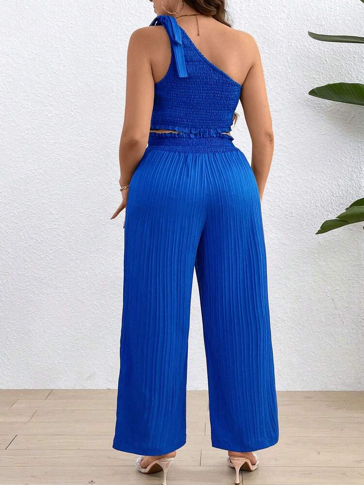 Plus Size Solid Color Two Piece Set