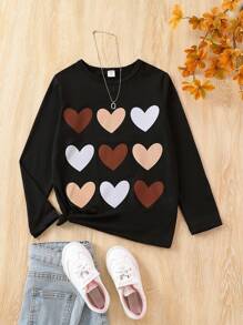 SHEIN Tween 少女心印花 T 卹 - 黑色 - 查看 1