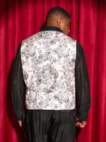 Manfinity VCAY Men'S Plus Size Printed Casual Suit Vest - Apricot - View 2