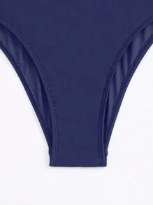 Swim Basics Traje De Baño De Una Sola Pieza Sólido - Azul Marino - Ver 7