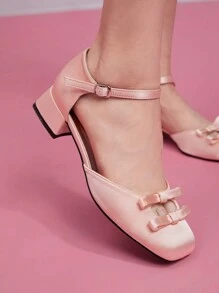 CUCCOO DOLLMOD 情人節瑪莉珍低跟圓頭鞋,蝴蝶結裝飾 - 粉色 - 查看 2