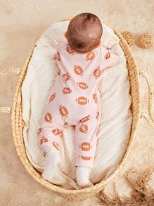 Baby Girls' Pink Rugby Style Jumpsuit - Pink - View 2