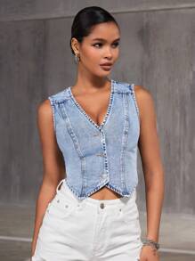 Selenza Haut En Jean Sans Manches Pour Femmes