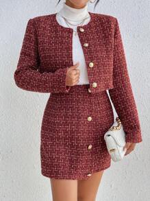 SHEIN Privé Tweed Bộ - Đỏ - Xem 5