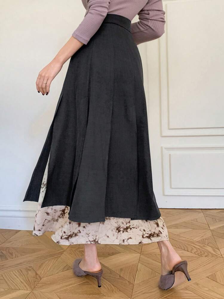 Ladies' Patchwork And Tie-Dye Print Skirt