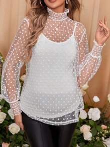 SHEIN Mesh Splicing Maternity Top - White - View 4