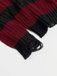 Rikumo Women Oversized Back To School Goth Punk Christmas Ripped Striped Long Sleeve Pullover Halloween Clothes Sweater Tops Winter - Multicolor - View 11