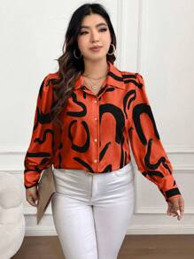 SHEIN Franclia 加大碼女性花卉印花長袖襯衫 - 彩色 - 查看 5