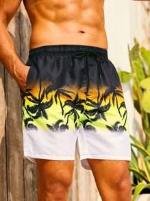 Surfspeed Men'S Coconut Tree Printed Drawstring Waist Beach Shorts - Multicolor - View 4