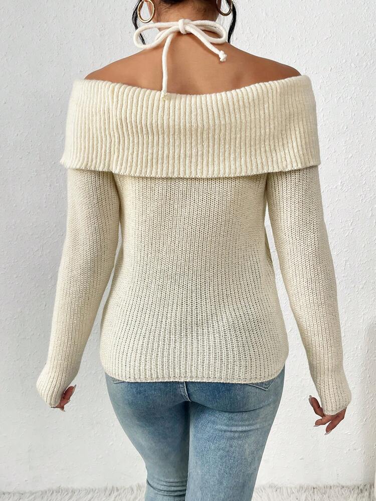 Women's Halter Knit Pullover Fall Winter Sweater