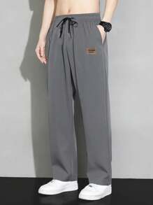Summer Loose Ice Silk Pants For Men, Simple All-Match Casual Trousers For Spring And Autumn - Dark Grey - View 3