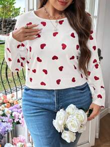 SHEIN MOOSTA 大尺碼愛心圖案後繫帶 T 卹 - 彩色 - 查看 2