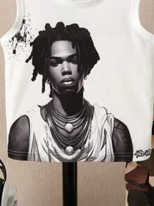 SHEIN Young Boys' Casual Printed Top With Camouflage Cargo Pants Streetwear - Multicolor - View 7