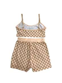 女士字母熊印花性感背心短褲套裝