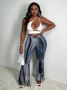 Slaydiva Pantalones Acampanados Largos De Punto Con Flecos Para Mujer Talla Grande