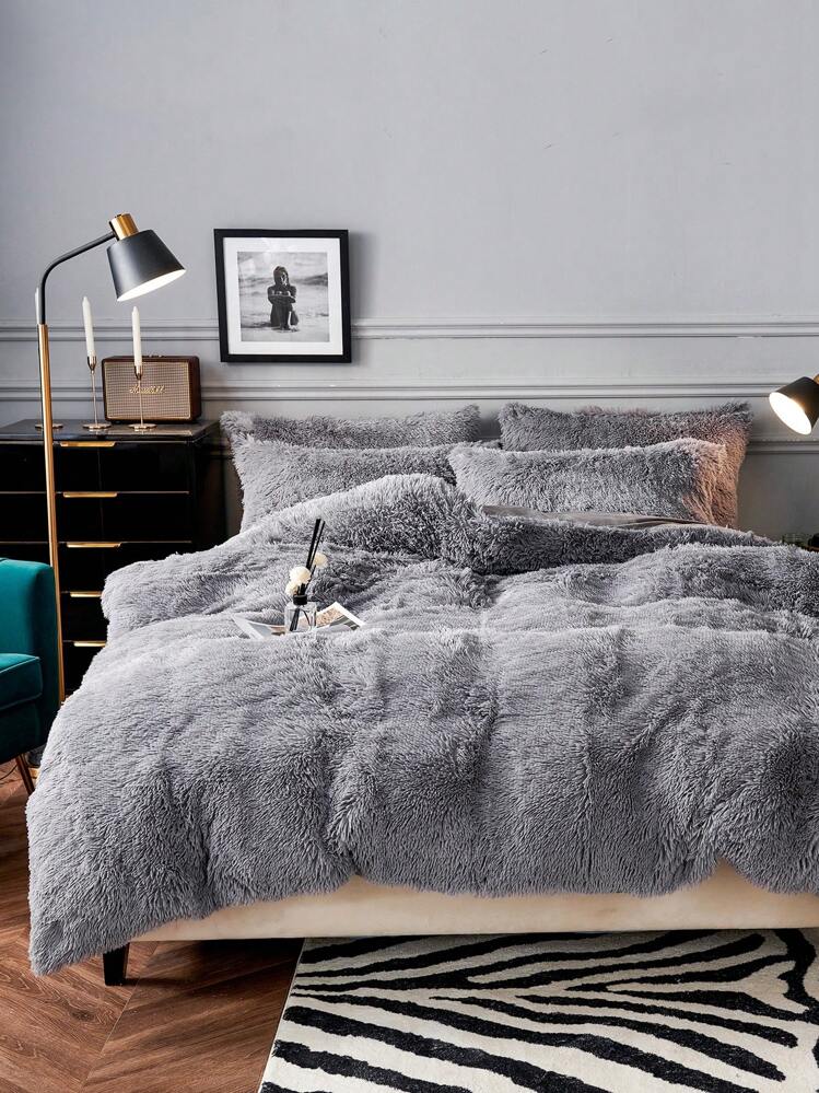 ワインレッド プラシーブ シャギー 掛け布団カバーセット 2/3点