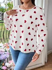 SHEIN MOOSTA 大尺碼愛心圖案後繫帶 T 卹 - 彩色 - 查看 4