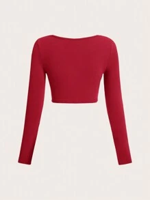 SHEIN EZwear 夏季裝扮女士緊身針織純色t卹 - 彩色 - 查看 3