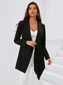 Aveloria 女式尖領長袖西裝外套 - 黑色 - 查看 1