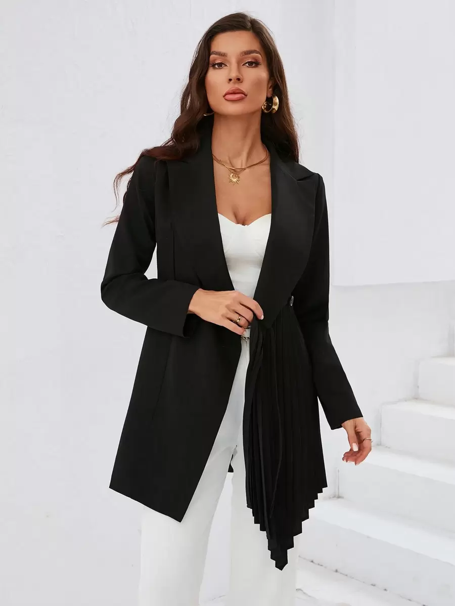 Aveloria 女式尖領長袖西裝外套 - 黑色 - 查看 1