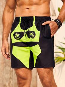 Surfspeed Men'S Sunglasses Print Drawstring Waist Beach Shorts - Multicolor - View 6