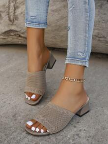 高貴灰色女性時尚多功能高跟涼鞋和拖鞋 - 灰色 - 查看 4