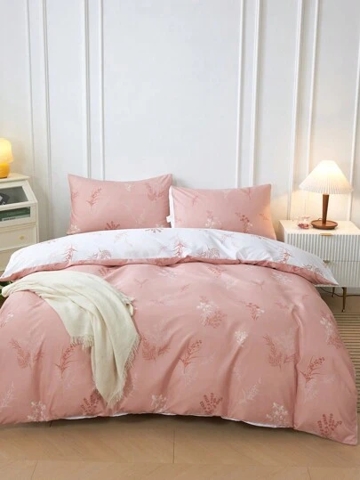 Påslakanset med växttryck utan fyllnadsmedel