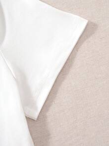 INAWLY 圣母玛利亚印花短袖 T 恤图案 T 恤女式上衣 - 白色 - 查看 3