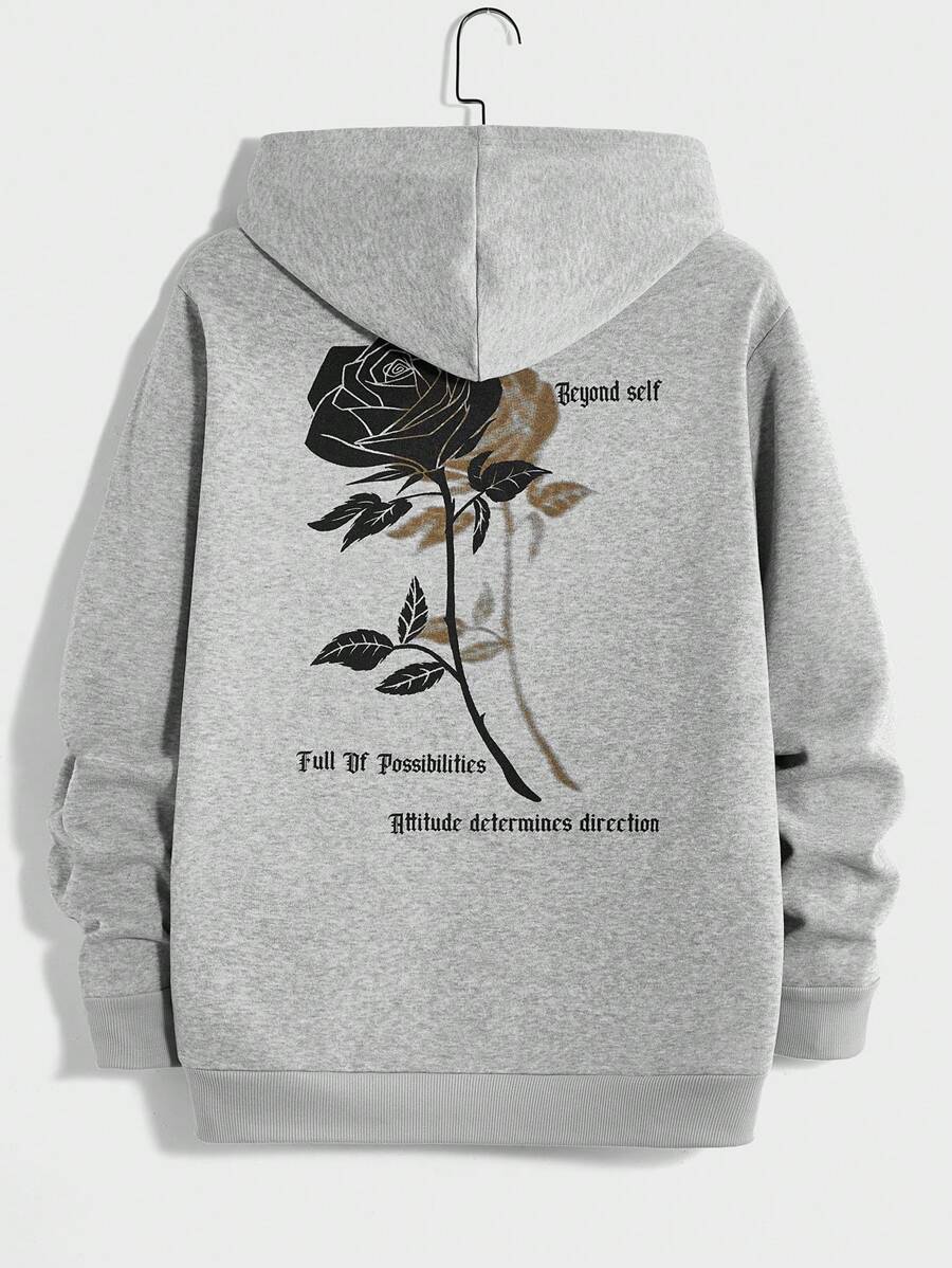 Manfinity RebelGame Men'S Knit Casual Rose Print Sweatshirt - Light Grey - View 1