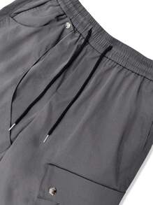 Manfinity Roughcore Men's Drawstring Waist Cargo Pants, Fall - Dark Grey - View 7
