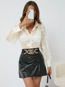 GENKIRA European Style Jacquard Long Sleeve Women'S Shirt Fall Cloth For Women - Apricot - View 4