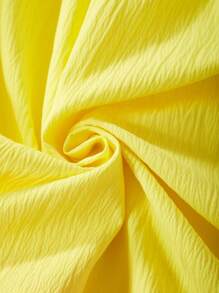 SHEIN 1pc Girls' Color-Blocked Puff Sleeve Dress For Spring/Summer - Yellow - View 3