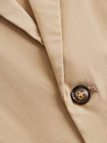 男童寬鬆披肩領短袖梭織西裝外套與短褲套裝 - 卡其色 - 查看 4