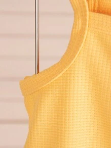 Conjunto de Top cami infantil feminina com botões frontais sem mangas e shorts - Multicolorido - Visão 5