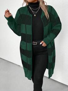 SHEIN LUNE 大尺碼女條紋長袖開襟衫 - 彩色 - 查看 3