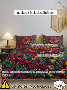 Mandala Pattern Duvet Cover Set Without Filler - Multicolor - View 4