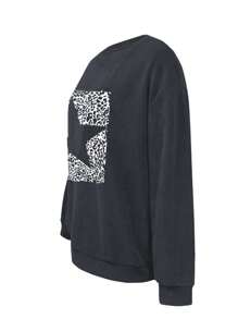 INAWLY Women's Leopard Print Star Patterned Sweatshirt Pullover Fall Outfit - Grey - View 4