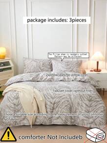 Leaf Pattern Duvet Cover Set Without Filler - Multicolor - View 4