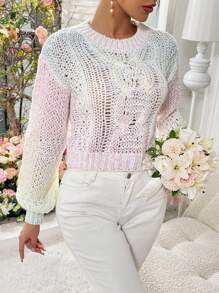 Chiquease 渐变色落肩针织套头衫秋冬毛衣 - 彩色 - 查看 4