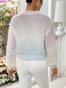 Chiquease 渐变色落肩针织套头衫秋冬毛衣 - 彩色 - 查看 2