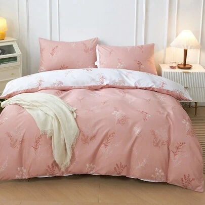 Plant Print Duvet Cover Set Without Filler