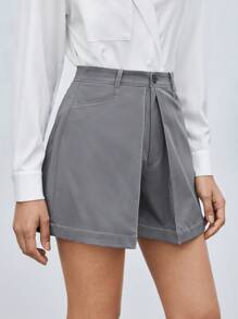 BizChic Color Block Contrast Seam Slanted Pocket Shorts