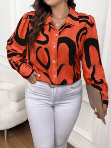 SHEIN Franclia 加大碼女性花卉印花長袖襯衫 - 彩色 - 查看 3