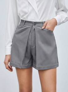 BizChic Color Block Contrast Seam Slanted Pocket Shorts