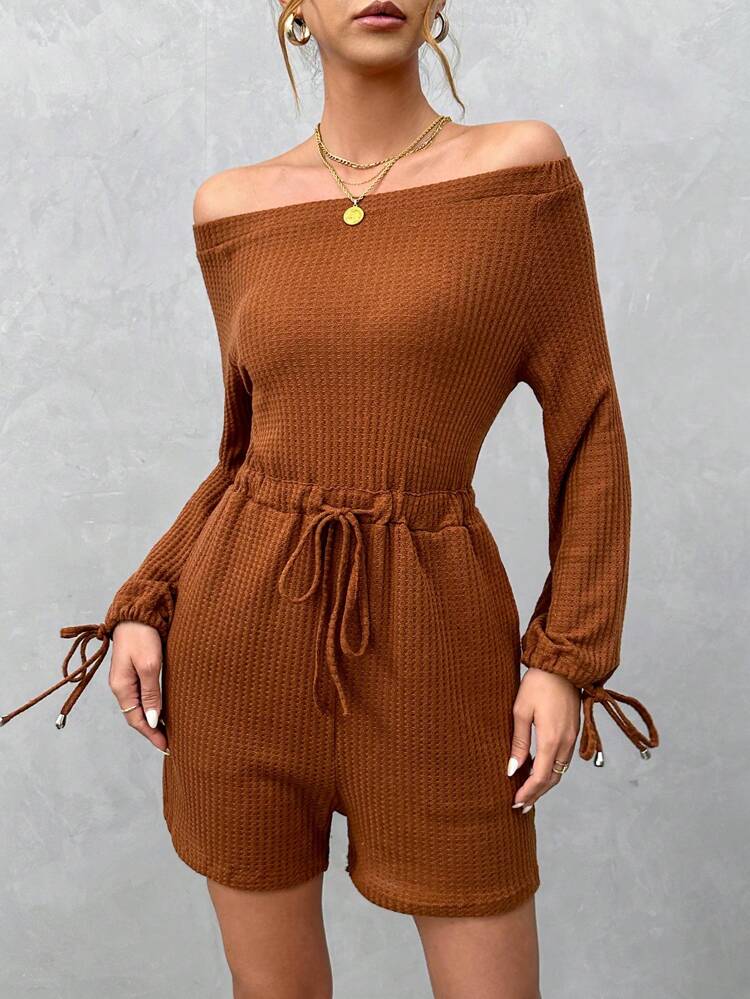 Women'S Off-The-Shoulder Drawstring Romper