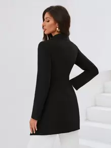 Aveloria 女式尖領長袖西裝外套 - 黑色 - 查看 2