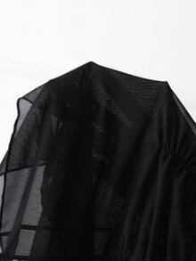 女裝褶皺開叉修身裙 - 黑色 - 查看 5