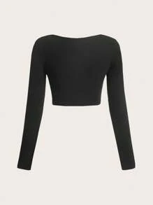 SHEIN EZwear 夏季裝扮女士緊身針織純色t卹 - 彩色 - 查看 9
