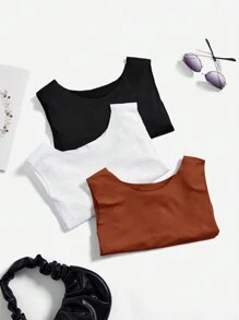 SHEIN Essnce Plus Size 3pcs Pleated Detail Sleeveless Bodysuit