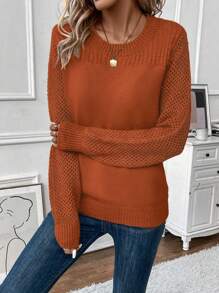 EMERY ROSE 女士圓領長袖毛衣 - 橘色 - 查看 4